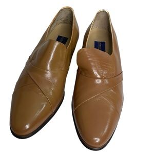 Vintage 70s 80s Giorgio Brutini Men’s Tan Patent Leather Loafers Sz 8.5
